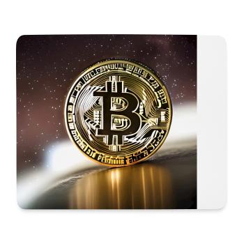 Bitcoin, Lune et étoiles - Tapis de souris (format paysage) - blanc - Devant