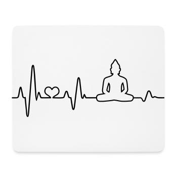 Buddha Heartbeat Buddhism Yoga Buddhist Yogi - Mouse Pad (horizontal) - white - Front