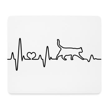 Herzschlag Katze Katzenfreund Liebe Katzen Puls - Mousepad (Querformat) - Weiß - Vorne