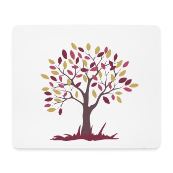 arbre brun à feuilles roses et jaunes - Tapis de souris (format paysage) - blanc - Devant