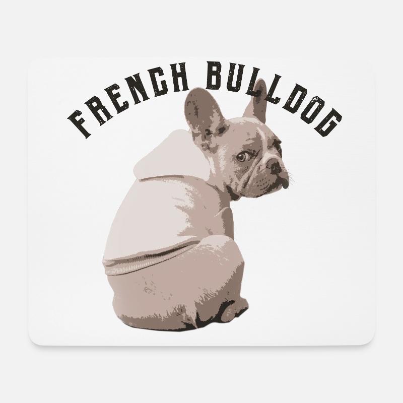 French Bulldog mit Hoodie - Mousepad (Querformat) - Weiß