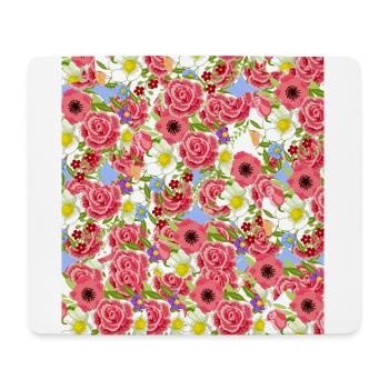 Blumenmuster bunte Blumen - Mousepad (Querformat) - Weiß - Vorne