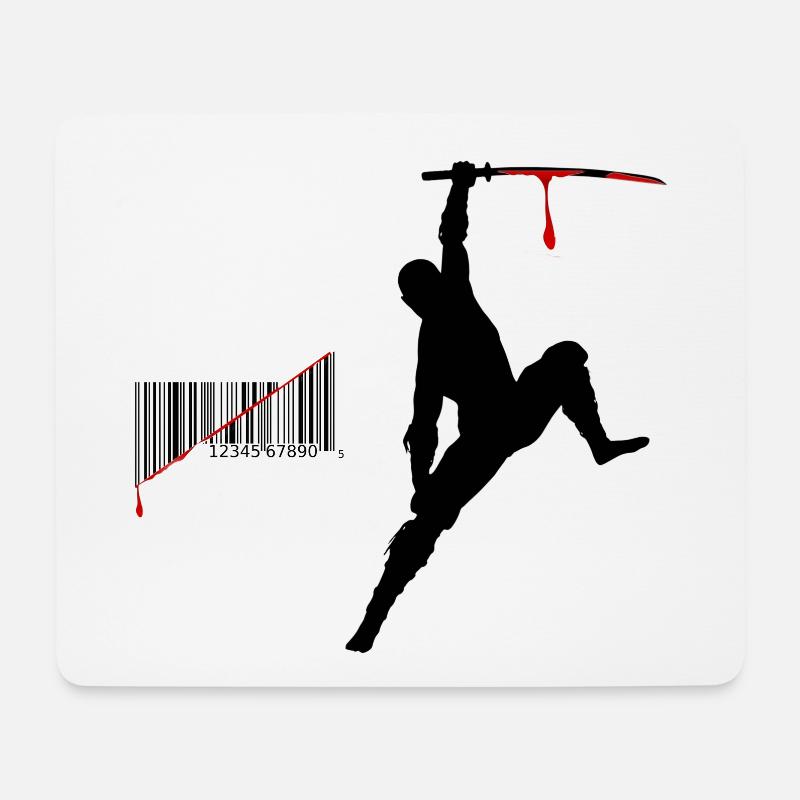 Ninja Barcode - Mousepad (Querformat) - Weiß