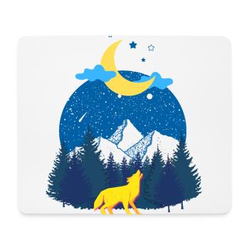 Winterträume! Der Wolf und der Mond - Mousepad (Querformat) - Weiß - Vorne