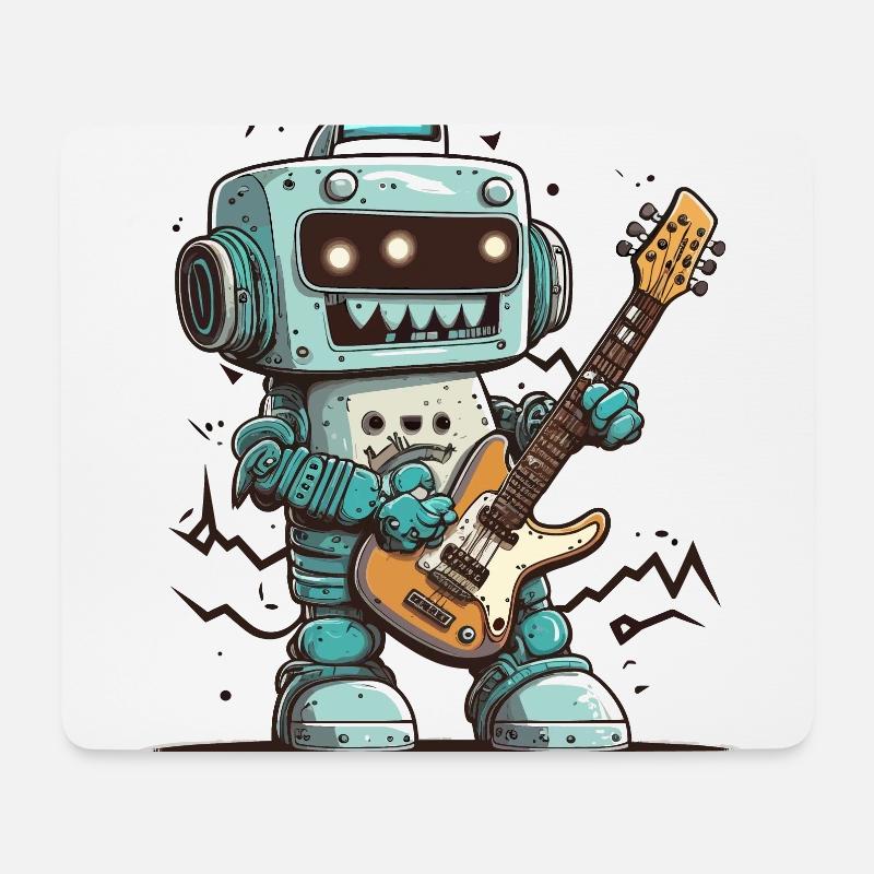 Rock'n'Roll-Roboter - Mousepad (Querformat) - Weiß