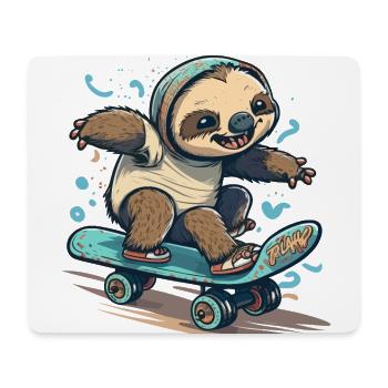 Faultier Skateboarder - Mousepad (Querformat) - Weiß - Vorne