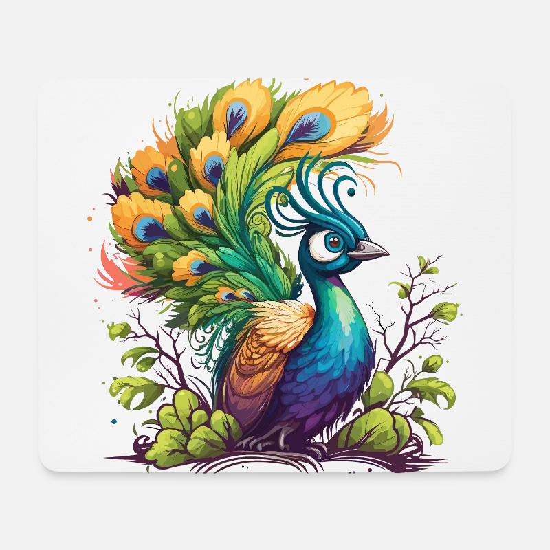 Stolzer Pfau - Mousepad (Querformat) - Weiß