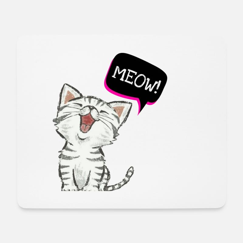Katze meow - Mousepad (Querformat) - Weiß