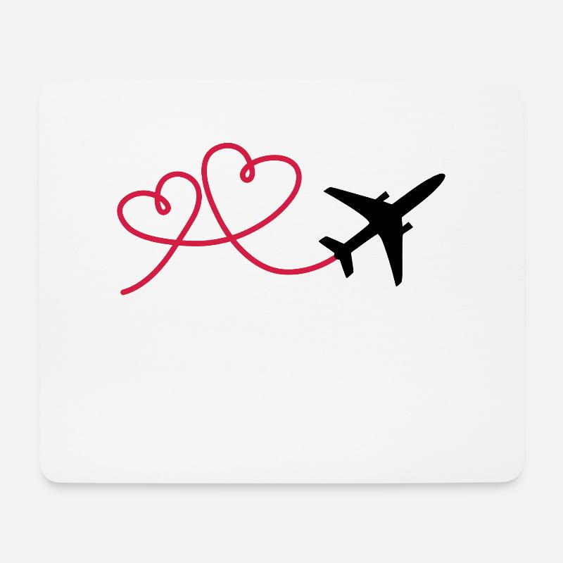 Airplane aviator with heart - Mouse Pad (horizontal) - white