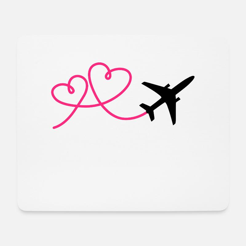 Flugzeug Flieger mit Herz - Mousepad (Querformat) - Weiß