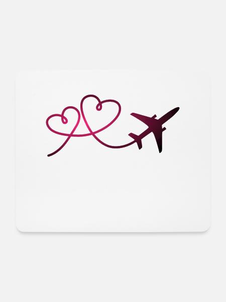 Flugzeug Flieger mit Herz Pilot Reisen Geschenk - Mousepad (Querformat) - Weiß