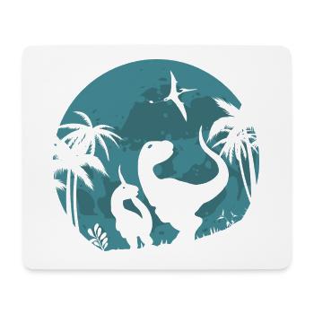 Dinos Lune Velociraptor T-Rex dinosaures enfants - Tapis de souris (format paysage) - blanc - Devant