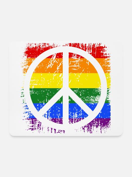 Peacezeichen Regenbogen - Mousepad (Querformat) - Weiß