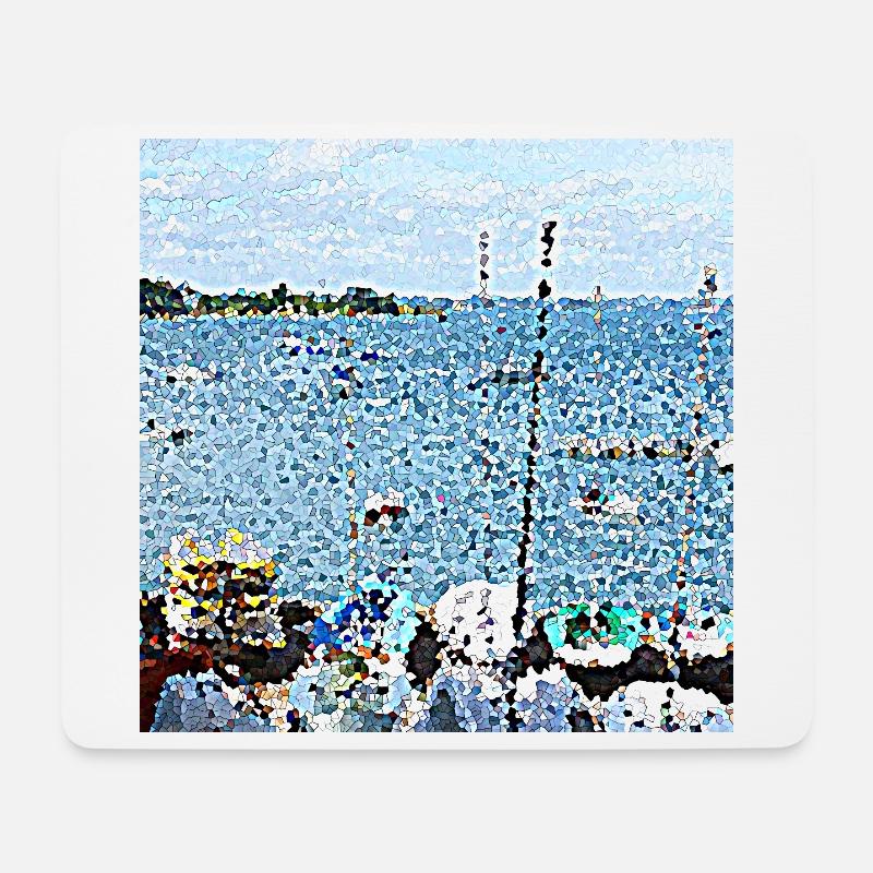Der kleine Hafen der Bretagne - Mousepad (Querformat) - Weiß
