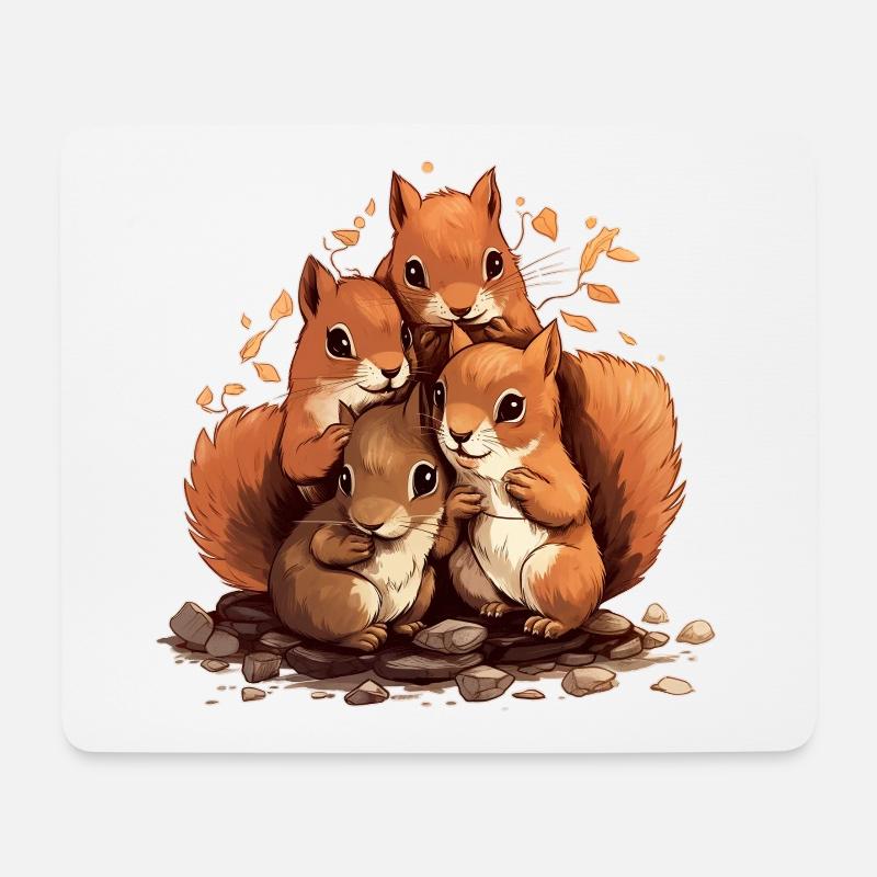 Écureuil - Tapis de souris (format paysage) - blanc