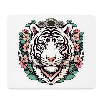 Tiger with Japanese Cherry Blossoms Blossoms Gift - Mouse Pad (horizontal) - white - Front