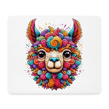 ALPAKA KONFETTI FARBENFROH BUNT REGENBOGEN TRIBAL - Mousepad (Querformat) - Weiß - Vorne