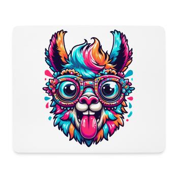 ALPAKA NERD BRILLE VERRÜCKT CRAZY BUNT REGENBOGEN - Mousepad (Querformat) - Weiß - Vorne