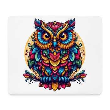 EULE UHU GREIFVOGEL WALDKAUZ FEDER REGENBOGEN BUNT - Mousepad (Querformat) - Weiß - Vorne