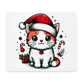 KATZE KATER HAUSTIER BESCHERUNG WEIHNACHTEN GRÜN - Mousepad (Querformat) - Weiß - Vorne