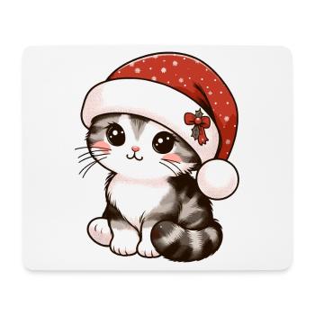 HAUSKATZE MIEZE KÄTZCHEN HAUSTIER WEIHNACHTSMÜTZE - Mousepad (Querformat) - Weiß - Vorne