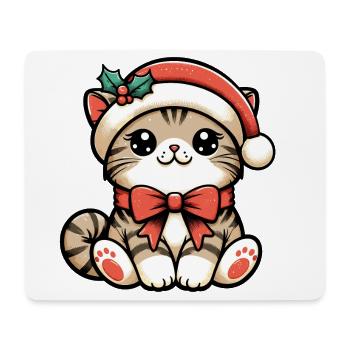 HAUSKATZE MIEZE KÄTZCHEN HAUSTIER WEIHNACHTSMÜTZE - Mousepad (Querformat) - Weiß - Vorne