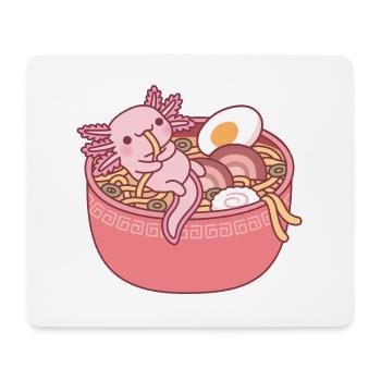 Niedlicher Axolotl Essen Ramen-Nudeln In Schüssel Lustig - Mousepad (Querformat) - Weiß - Vorne