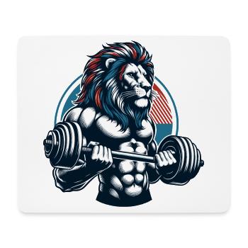 PUISSANT LION PUISSANCE MUSCULATION MUSCULATION GYM - Tapis de souris (format paysage) - blanc - Devant