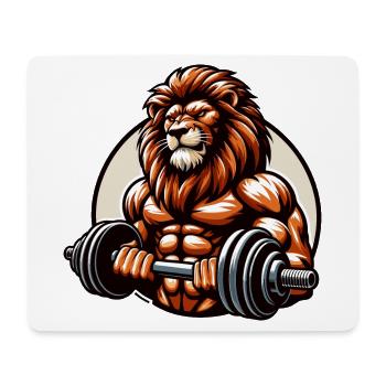 PUISSANT LION PUISSANCE MUSCULATION MUSCULATION GYM - Tapis de souris (format paysage) - blanc - Devant