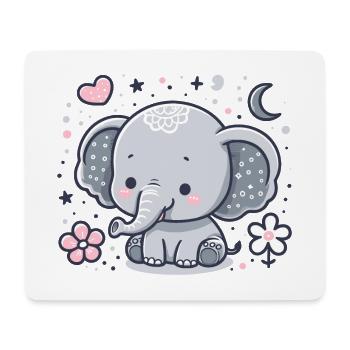 ÉLÉPHANT ANIMAL BÉBÉ MIGNON ENFANT ENFANT IDÉE CADEAU - Tapis de souris (format paysage) - blanc - Devant