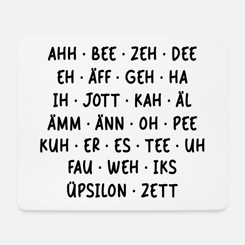 LUSTIGES ALPHABET DEUTSCH LAUTSCHRIFT KIND SCHULE - Mousepad (Querformat) - Weiß