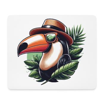 TOUCAN HAT SUNGLASSES HOLIDAY SAFARI BIRD PLANT - Mouse Pad (horizontal) - white - Front