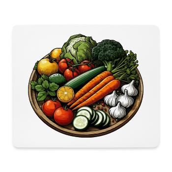 GEMÜSEPLATTE GEMÜSE PFLANZE BUNT VEGETARISCH VEGAN - Mousepad (Querformat) - Weiß - Vorne
