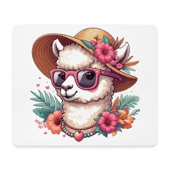 TSCHAKKA ALPAKA HIP TRENDY BLUME SONNENHUT FLOWER - Mousepad (Querformat) - Weiß - Vorne
