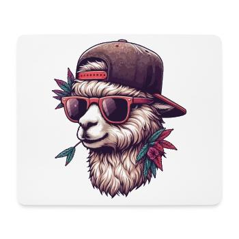 ALPAGA CAP LUNETTES COOL SKATER SPORT FOURRURE ANIMAUX - Tapis de souris (format paysage) - blanc - Devant