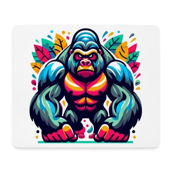 GORILLA, MONKEY, ANIMAL, COLORFUL, AUTUMN, LEAVES, SERIOUS, ANGRY - Mouse Pad (horizontal) - white - Front