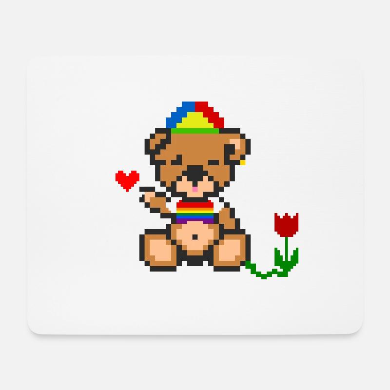 Pixel-Bären-Stolz - Mousepad (Querformat) - Weiß