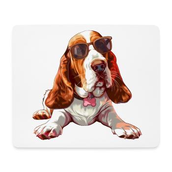 Basset Hound, Dog, Sunglasses, Summer - Mouse Pad (horizontal) - white - Front