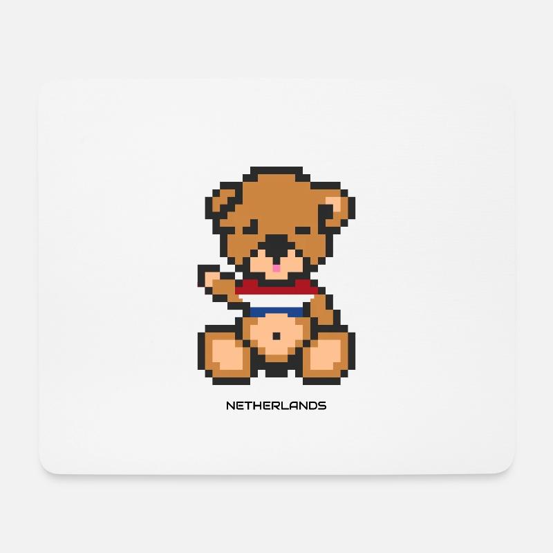 Pixel Bär Niederlande - Mousepad (Querformat) - Weiß