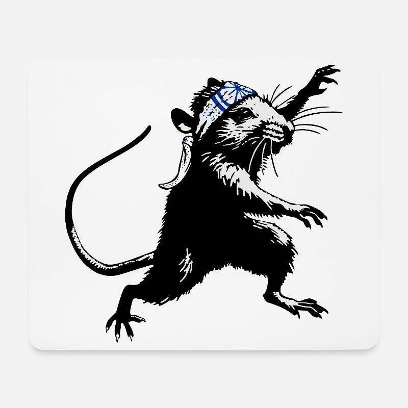 KaRATe - "Ninja Rat" - Mouse Pad (horizontal) - white