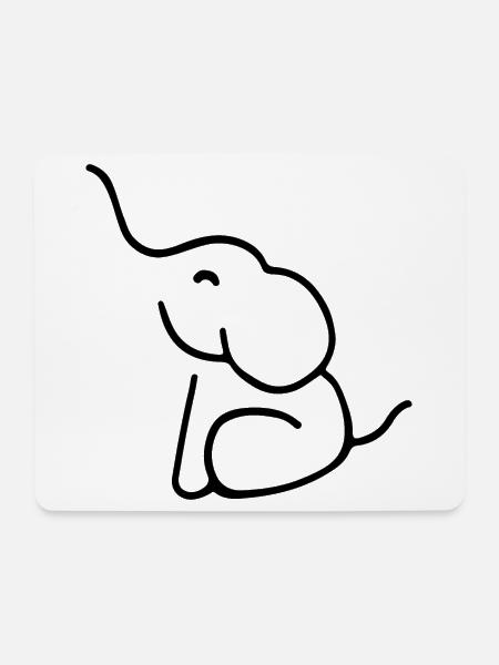 ELEFANT TATTOO BABY RÜSSEL SITZEND ZEICHNUNG LINIE - Mousepad (Querformat) - Weiß