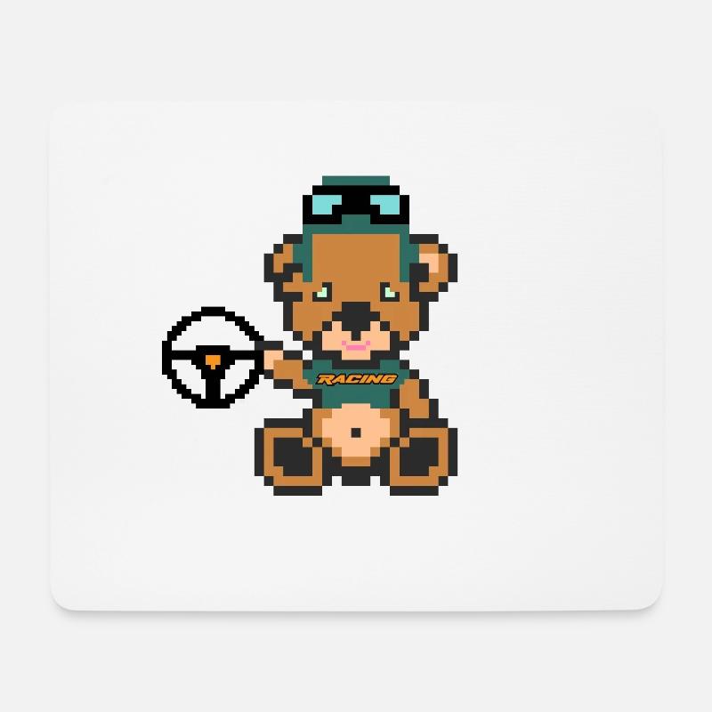 Pixel-Bären-Rennen - Mousepad (Querformat) - Weiß