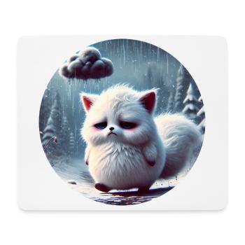 Sad Arctic Fox in the Freezing Rain - Mouse Pad (horizontal) - white - Front