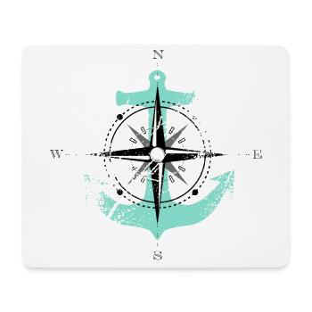 Compass Rose Anchor Compass Maritime motif turquoise - Mouse Pad (horizontal) - white - Front