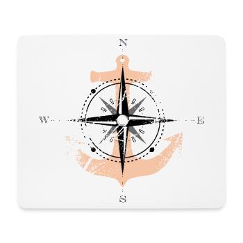 Compass Rose Anchor Compass Maritime Motif orange - Mouse Pad (horizontal) - white - Front