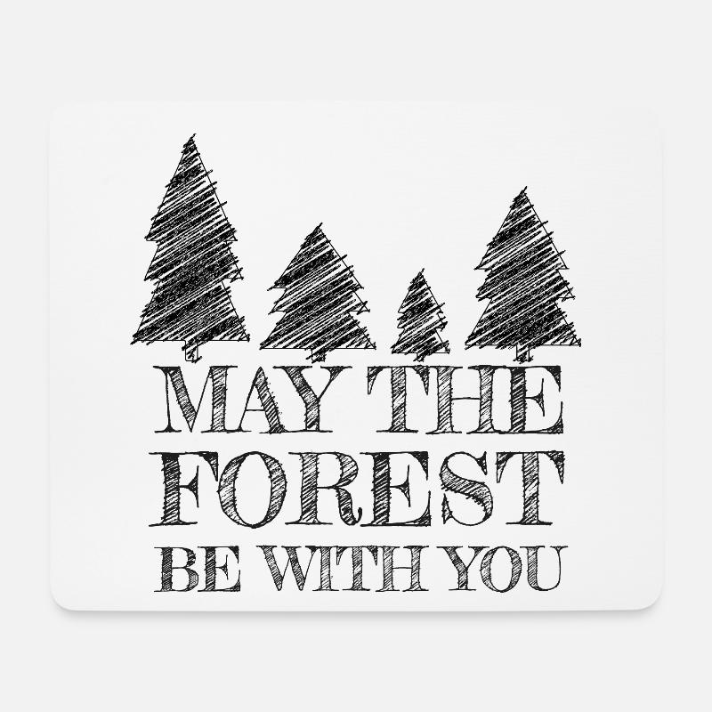 Sort avec des sapins (style schraffur) - Tapis de souris (format paysage) - blanc