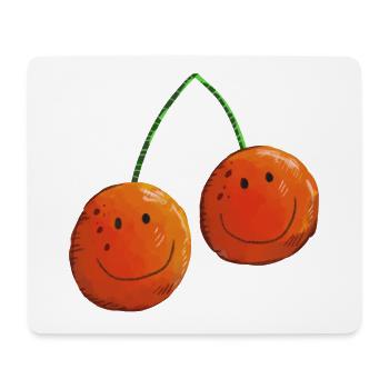 Lustige Früchtchen - Kirsche - Kirschen - Obst - Mousepad (Querformat) - Weiß - Vorne