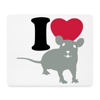 I love rats - J'aime des rats - Tapis de souris (format paysage) - blanc - Devant
