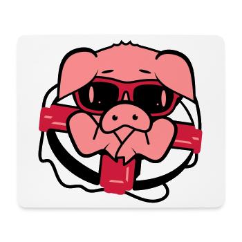 Un cochon avec une bouée de sauvetage - Tapis de souris (format paysage) - blanc - Devant