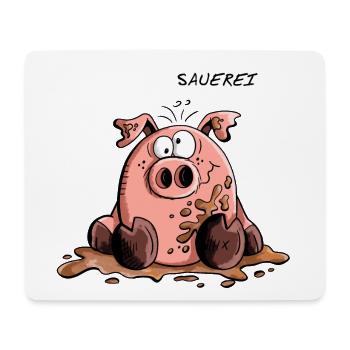 Sauerei - Schwein - Sau - Schweine - Comic - Fun - Mousepad (Querformat) - Weiß - Vorne